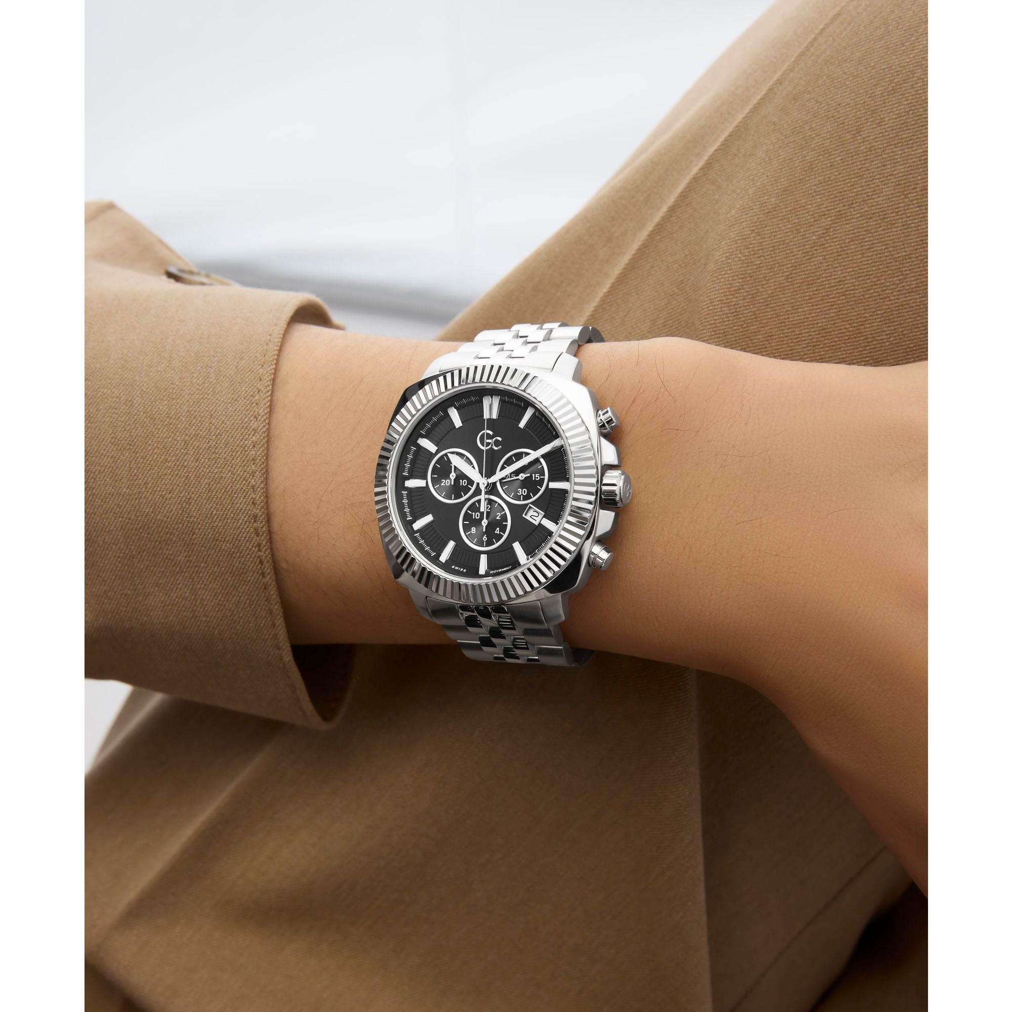 Gc Flair Coussin Black Square Quartz Men Watch