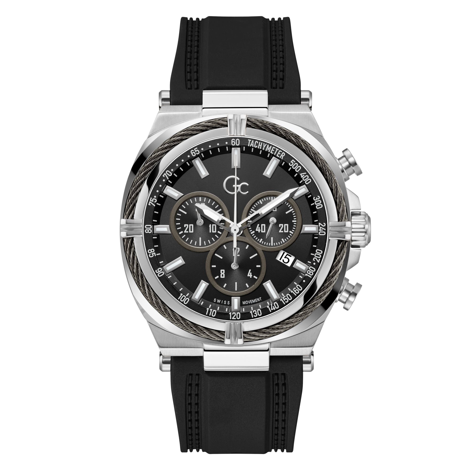 Gc Ironclass Black Round Quartz Men Watch