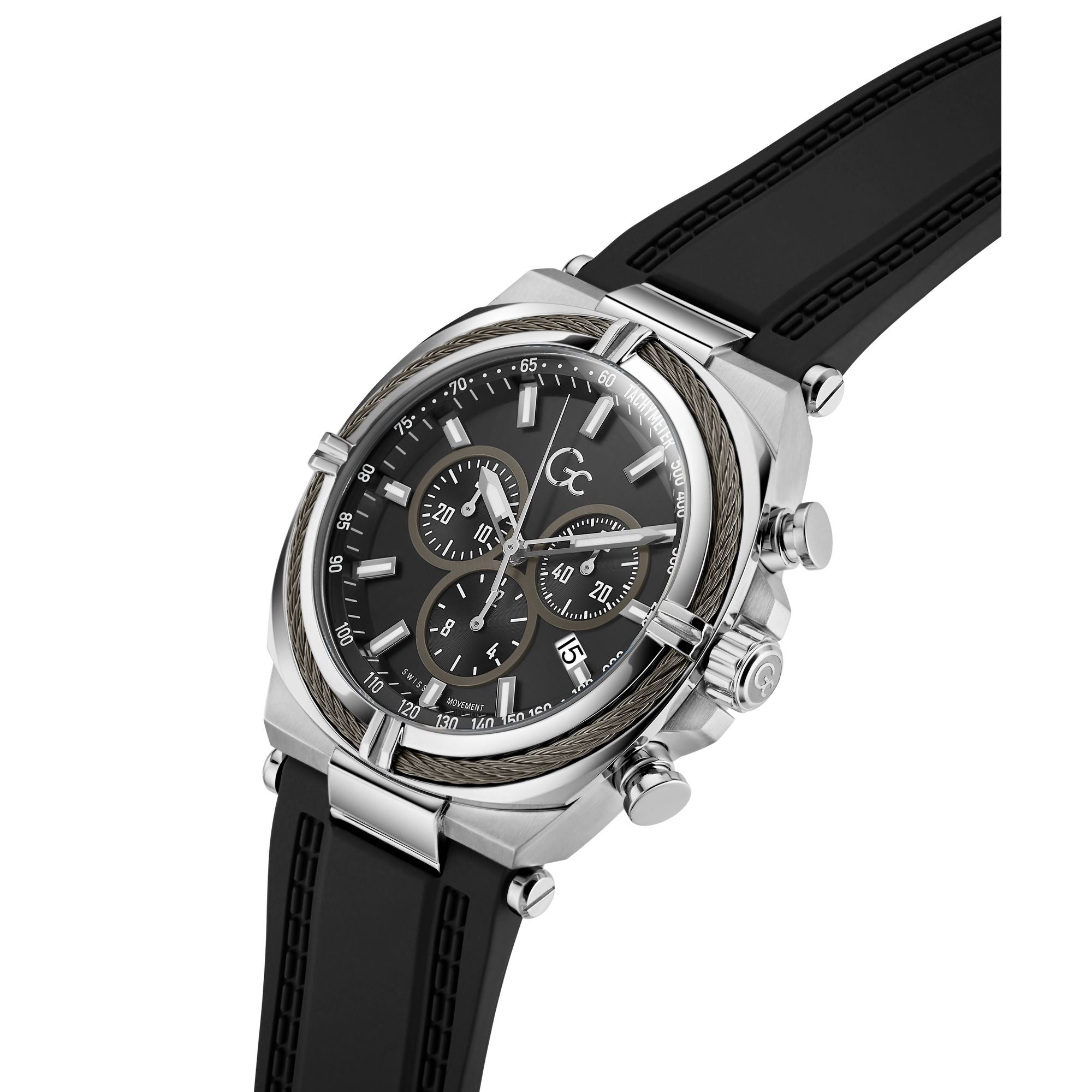 Gc Ironclass Black Round Quartz Men Watch