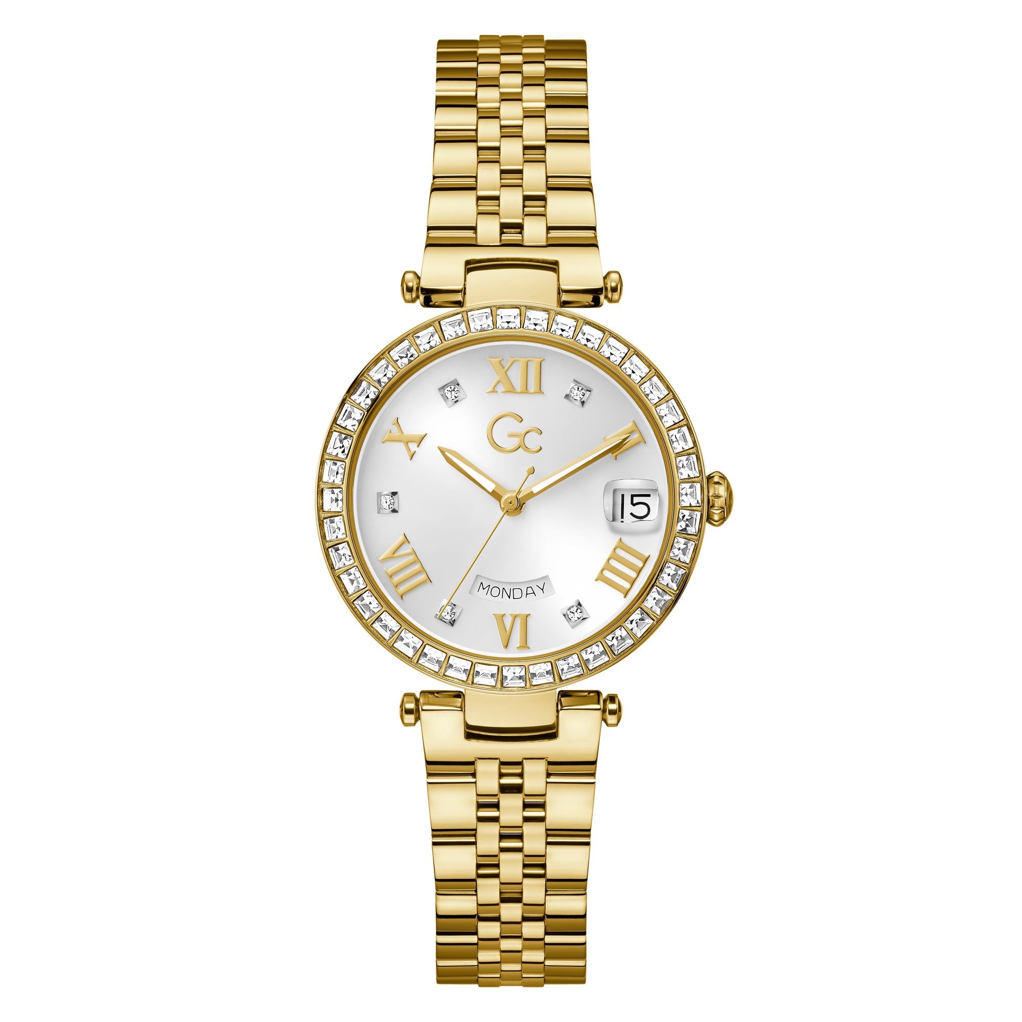 Gc Flair Crystal White Round Quartz Women Watch Watch Gc