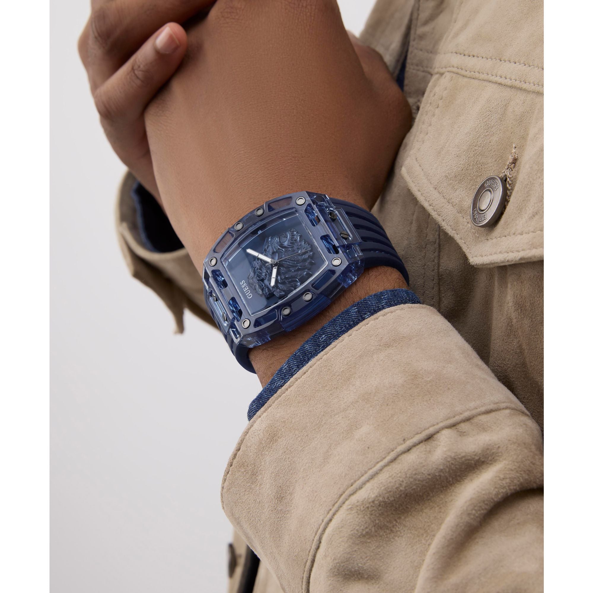 Guess Phoenix Blue Rectangle Quartz Men Watch Watch Guess