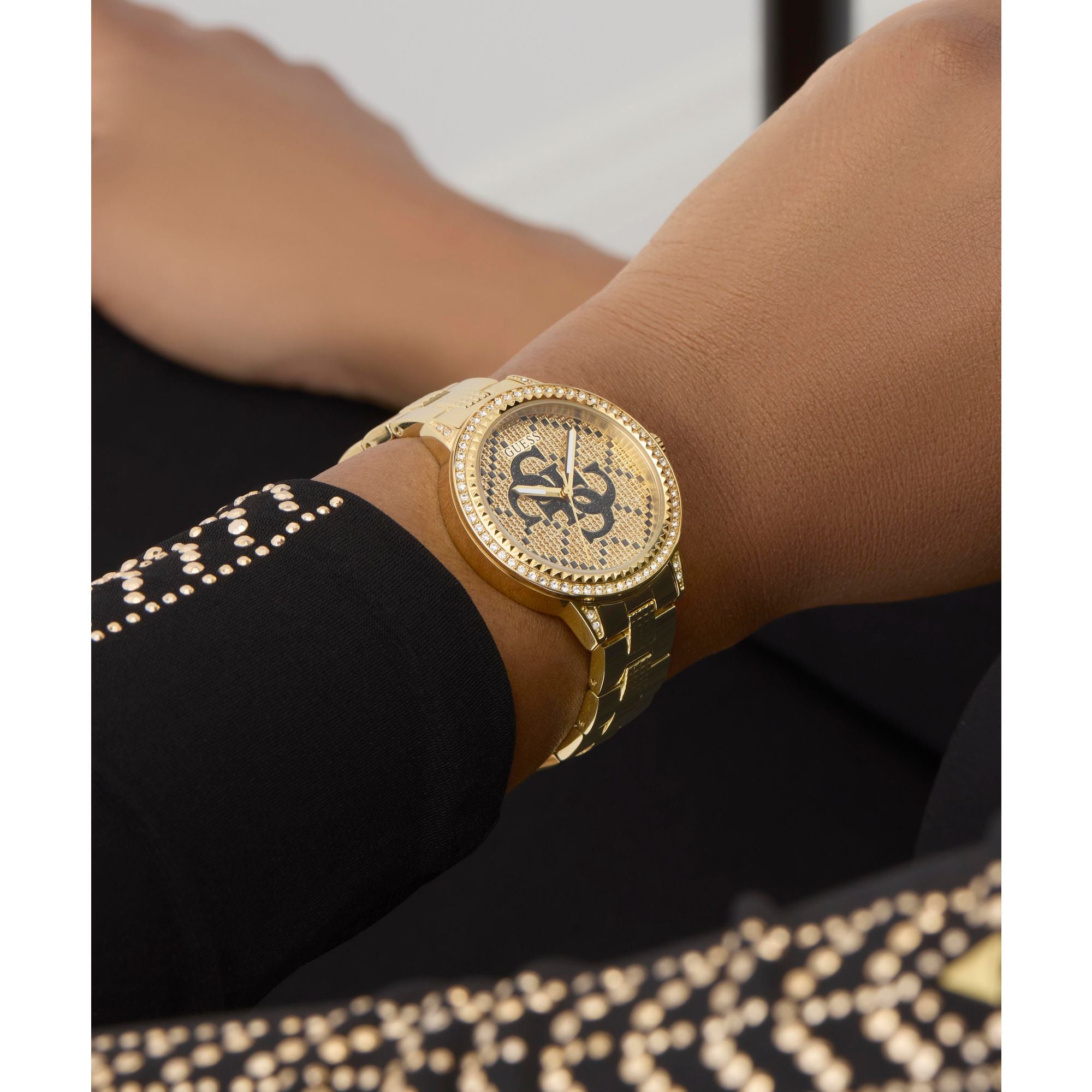 Guess G Lace Champagne Round Quartz Women Watch