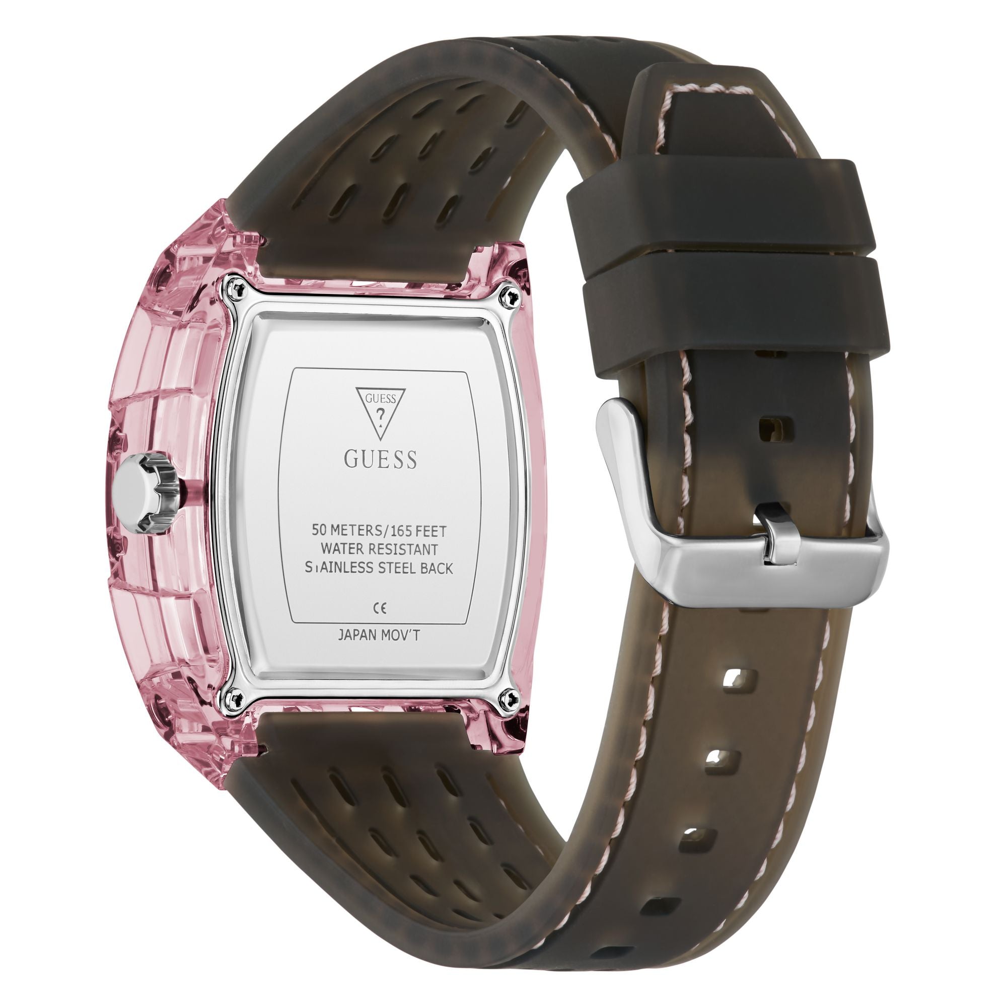 Guess Sporting Pink Black Rectangle Quartz Men Watch Watch Guess