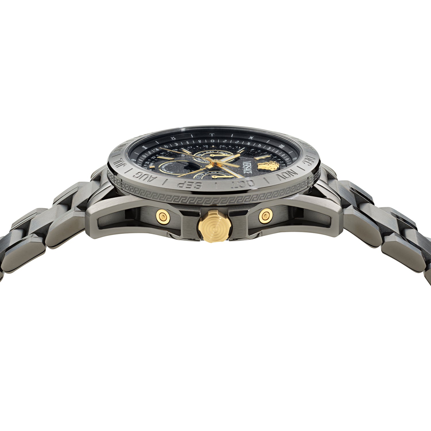 Versace Galaxy Moonph Black Round Quartz Men Watch