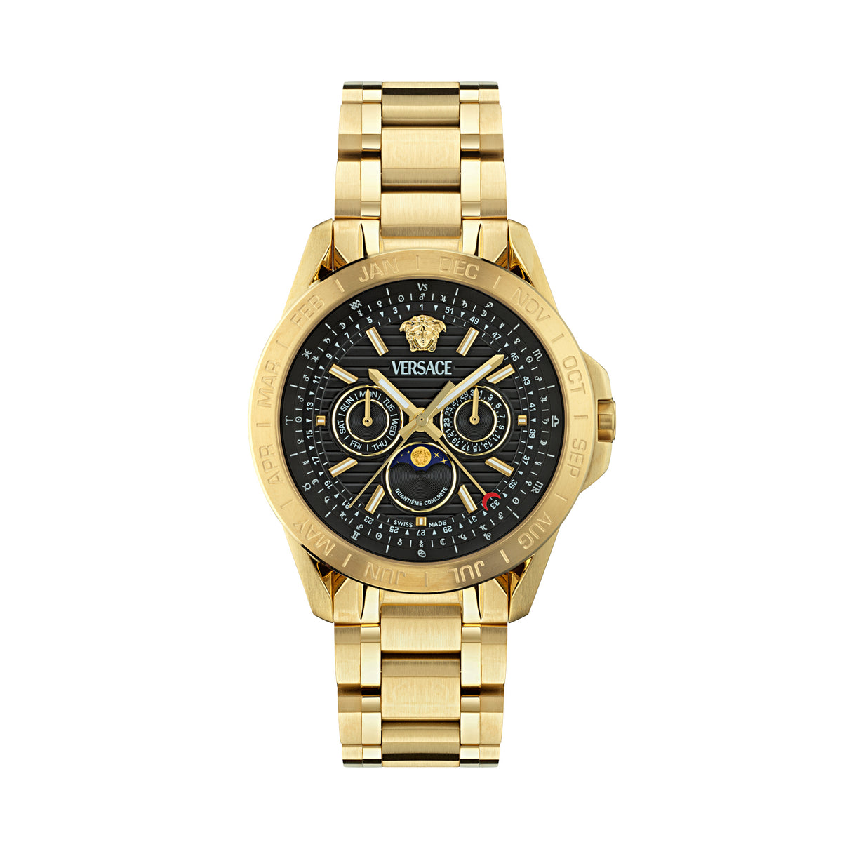 Versace Galaxy Moonph Black Round Quartz Men Watch