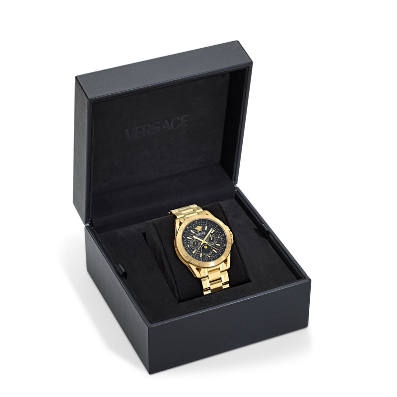Versace Galaxy Moonph Black Round Quartz Men Watch Watch Versace