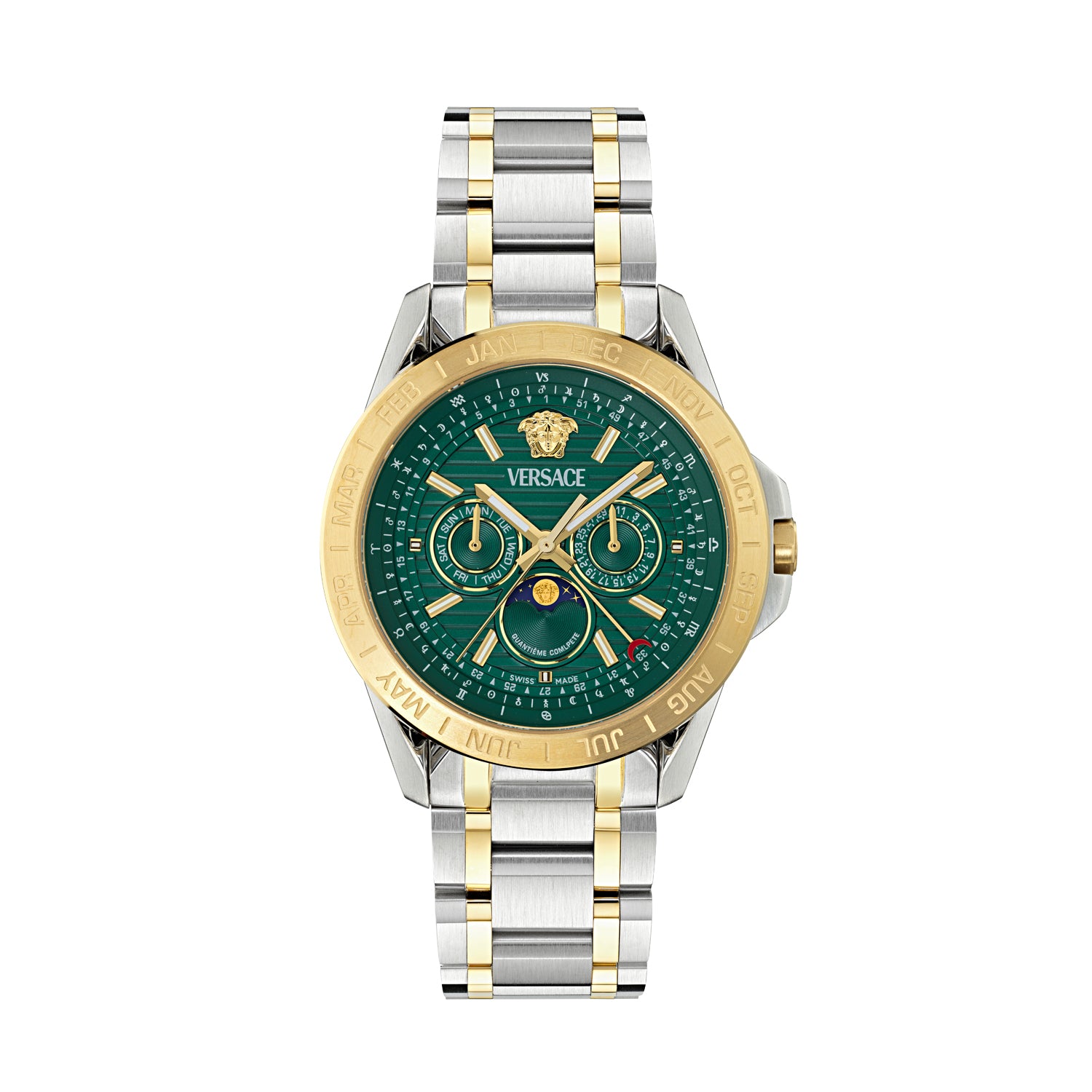 Versace Galaxy Moonph Green Round Quartz Men Watch