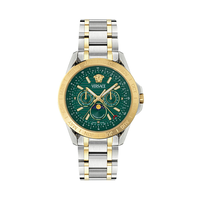 Versace Galaxy Moonph Green Round Quartz Men Watch Watch Versace
