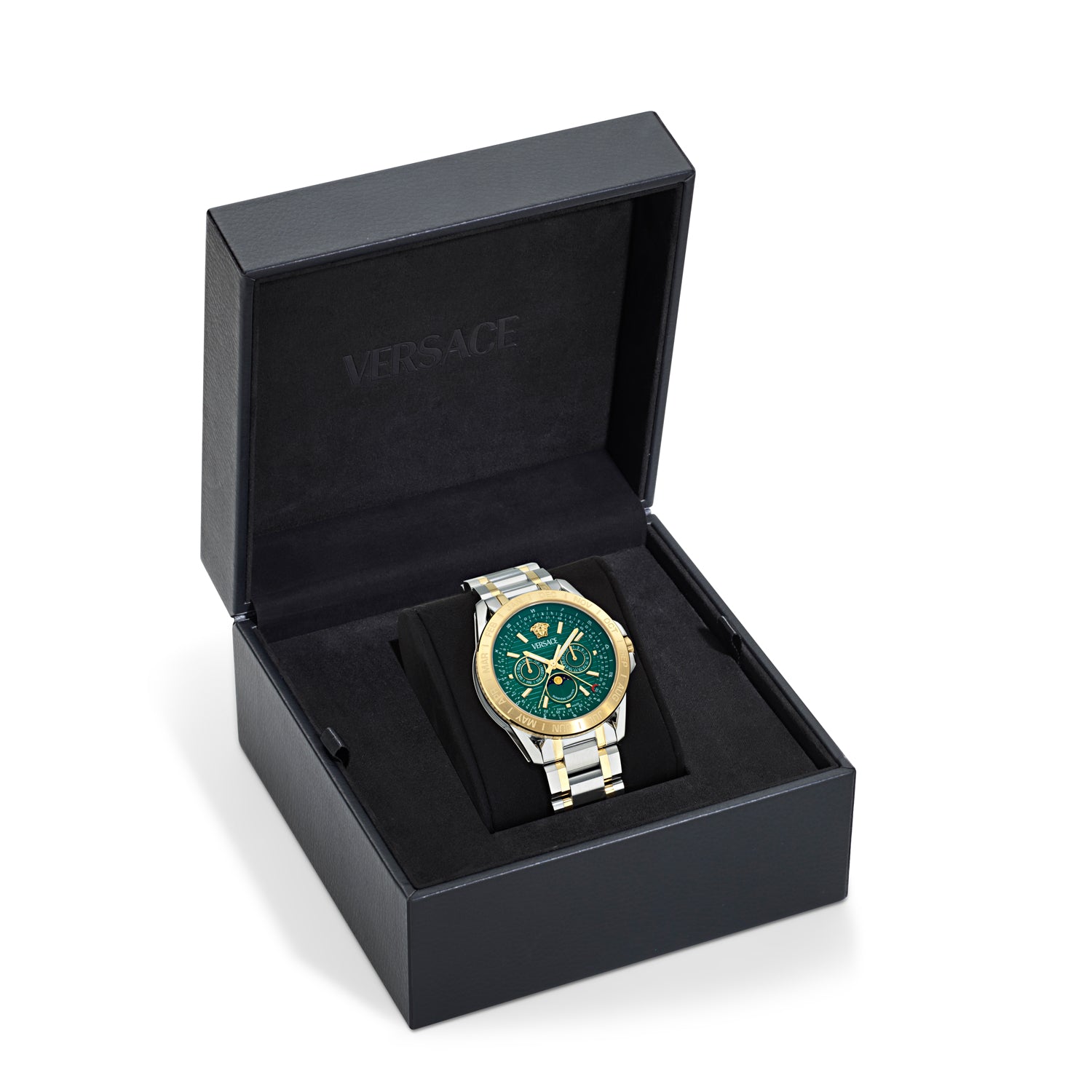 Versace Galaxy Moonph Green Round Quartz Men Watch