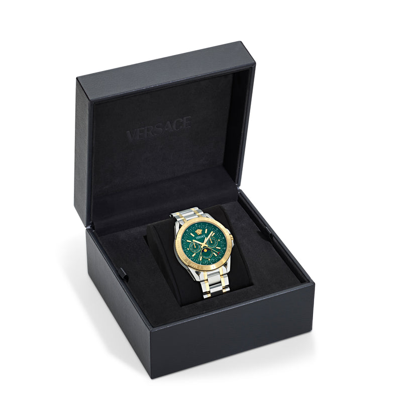 Versace Galaxy Moonph Green Round Quartz Men Watch Watch Versace