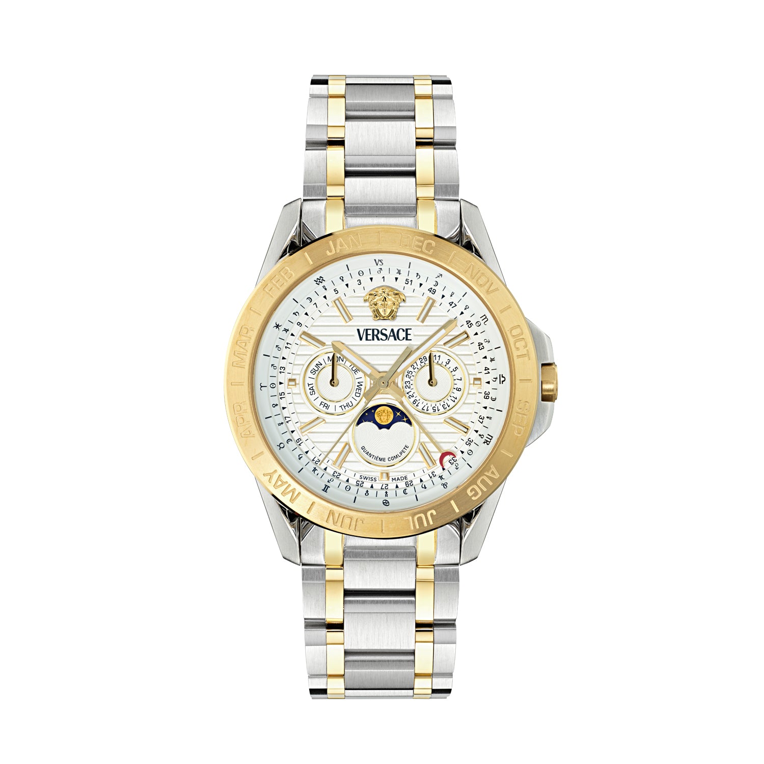 Versace Galaxy Moonph Silver Round Quartz Men Watch