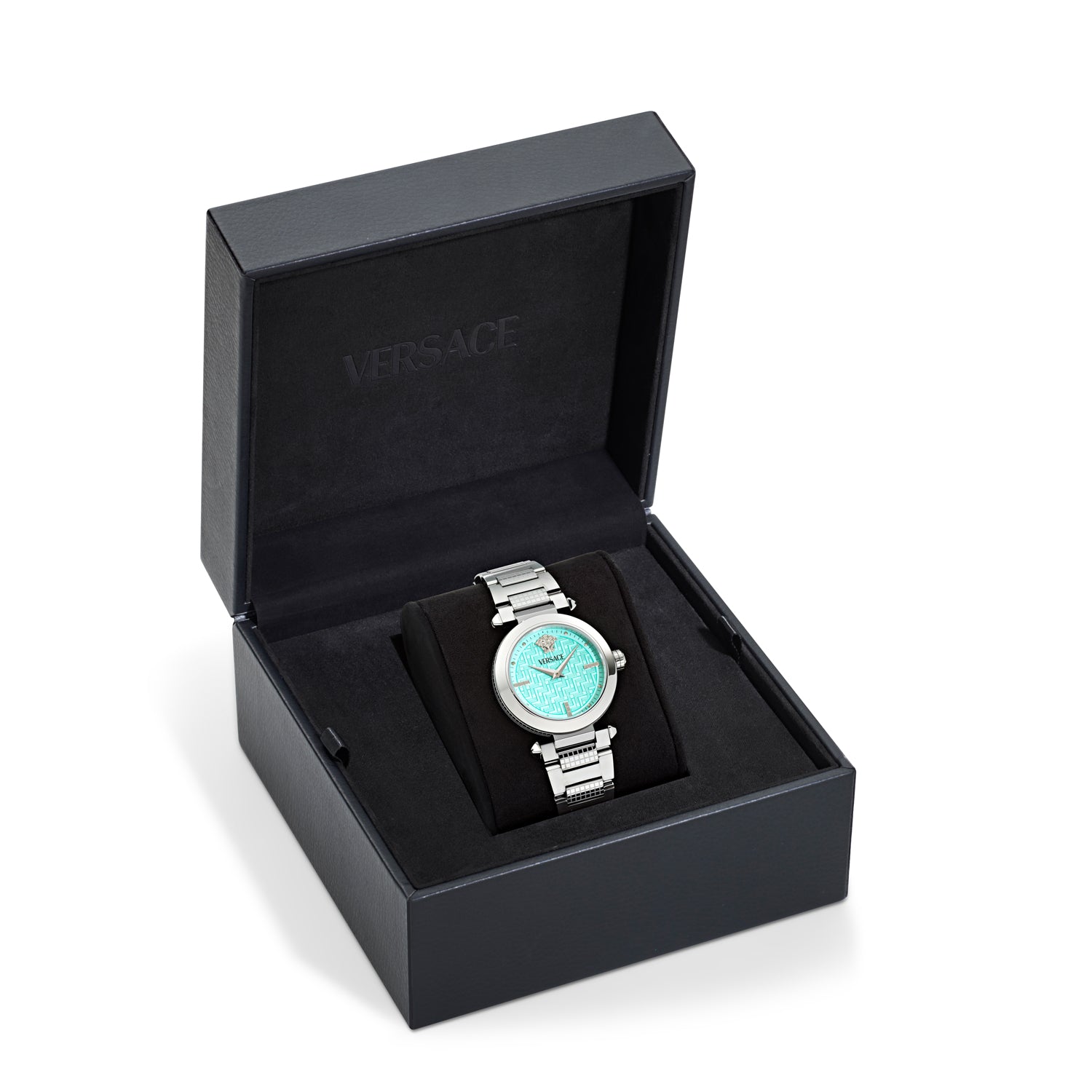 Versace Greek Light Blue Asymmetrical Quartz Women Watch