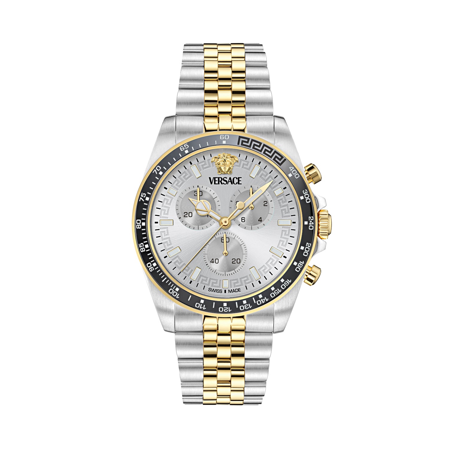 Versace Greca Wave Silver Round Quartz Men Watch