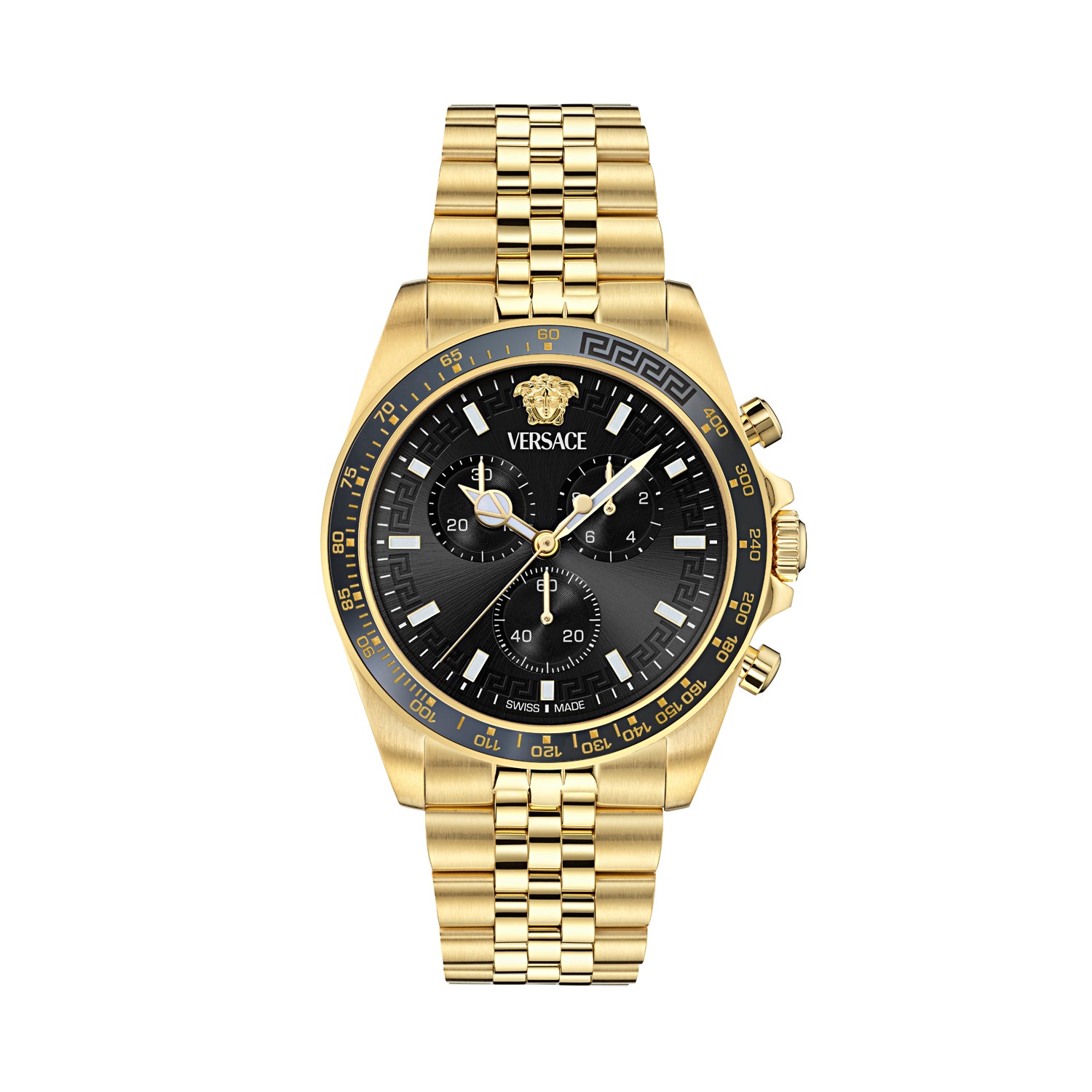Versace Greca Wave Black Round Quartz Men Watch