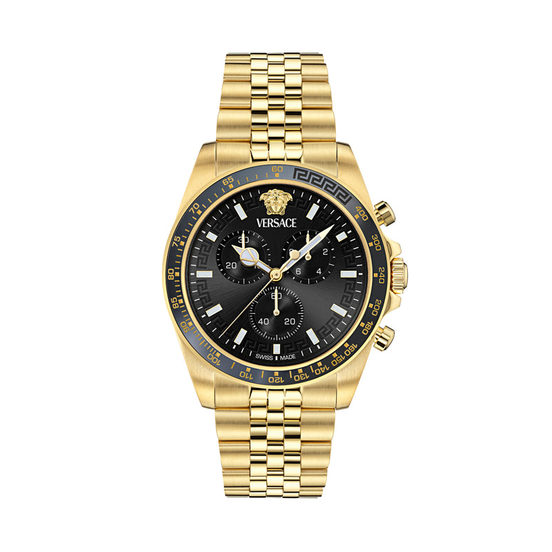 Versace Greca Wave Black Round Quartz Men Watch Watch Versace
