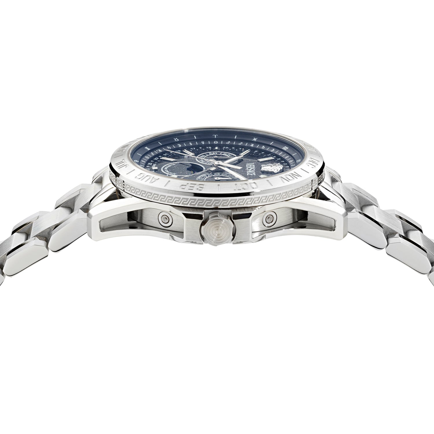 Versace Galaxy Moonph Blue Round Quartz Men Watch