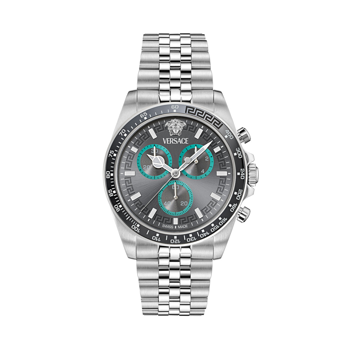 Versace Greca Wave Grey Round Quartz Men Watch
