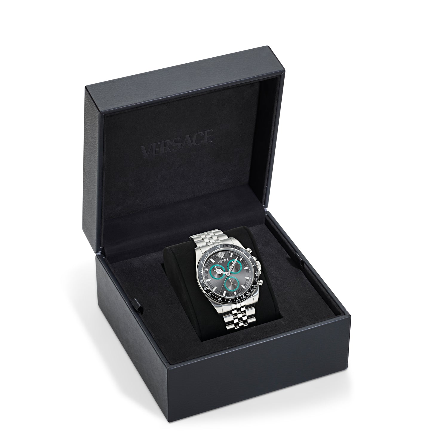 Versace Greca Wave Grey Round Quartz Men Watch
