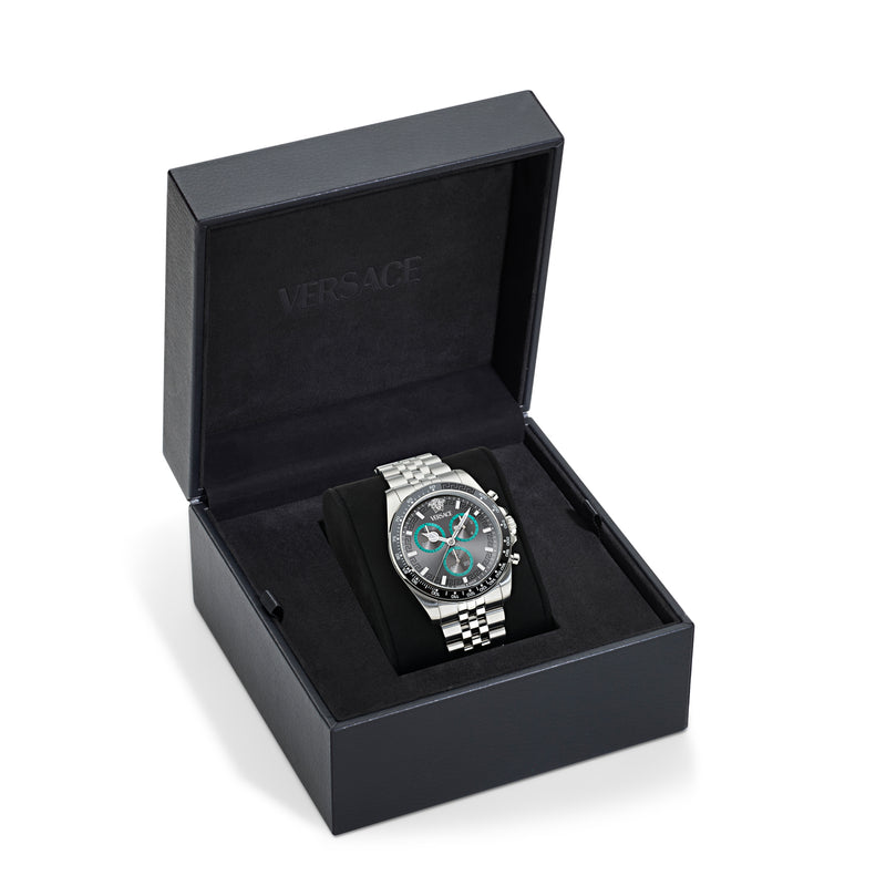 Versace Greca Wave Grey Round Quartz Men Watch Watch Versace