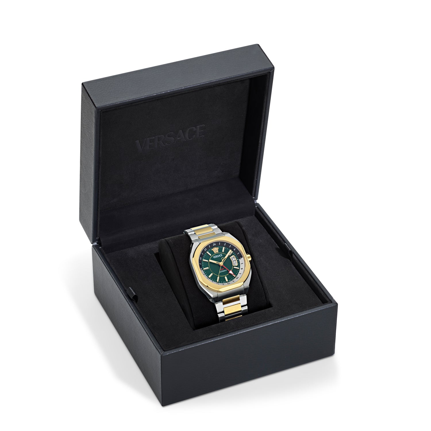 Versace V-Contempo Gmt Green Asymmetrical Quartz Men Watch