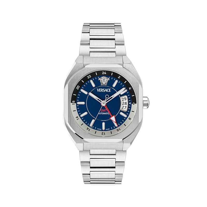 Versace V-Contempo Gmt Blue Asymmetrical Quartz Men Watch Watch Versace