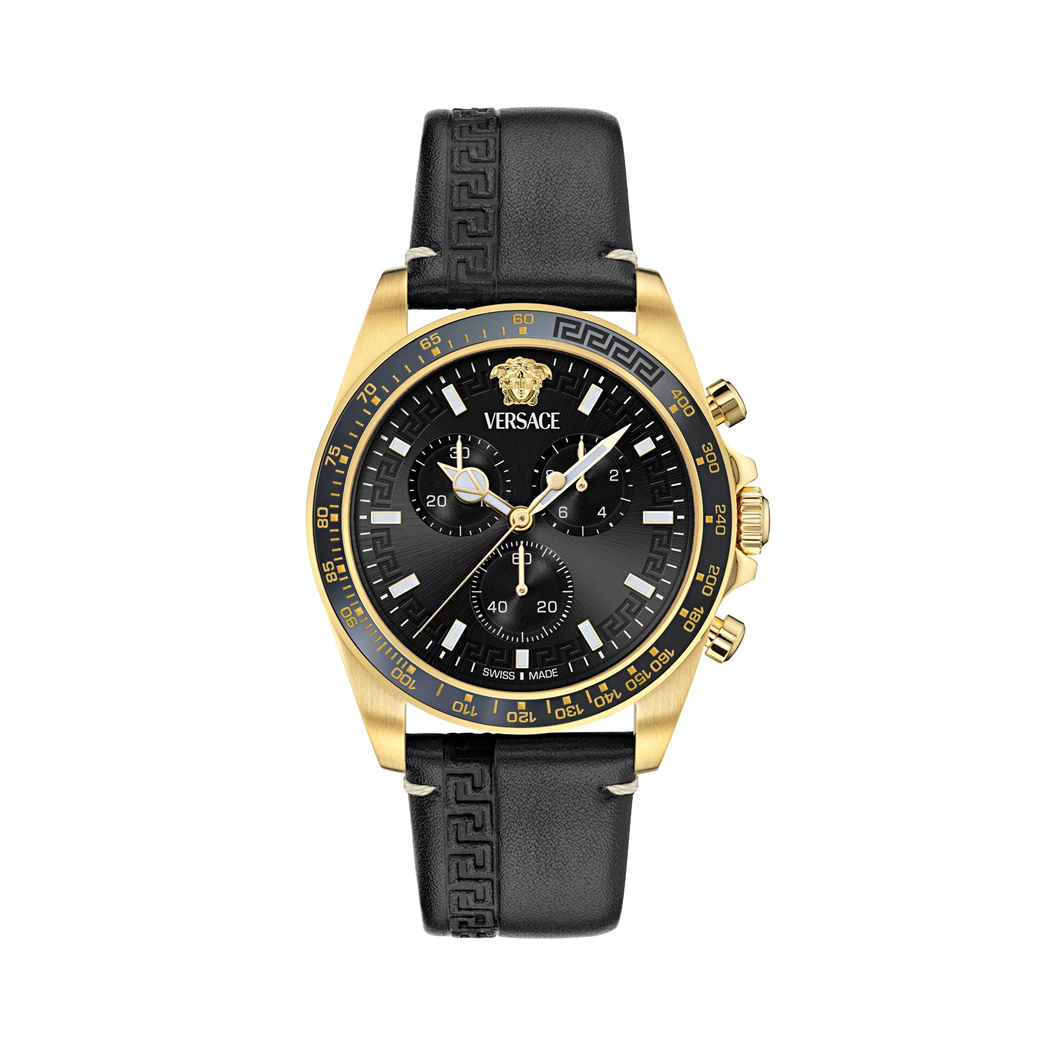 Versace Greca Wave Black Round Quartz Men Watch