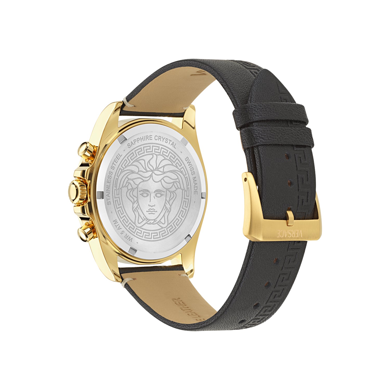 Versace Greca Wave Black Round Quartz Men Watch