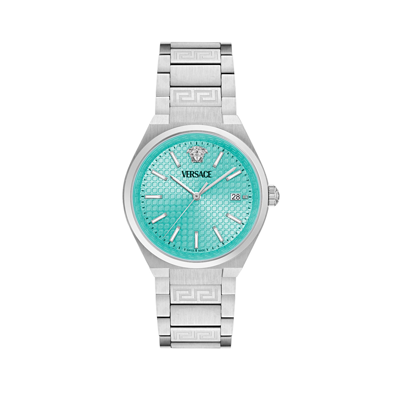 Versace V-Auria Light Blue Asymmetrical Quartz Men Watch