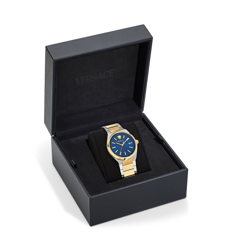 Versace V-Auria Blue Asymmetrical Quartz Men Watch Watch Versace