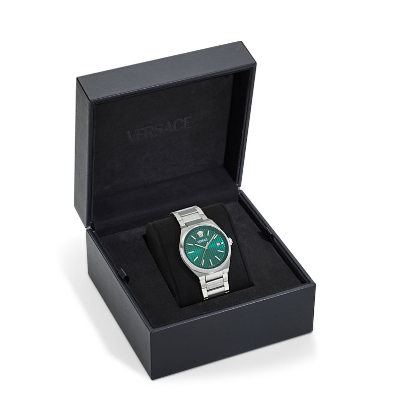 Versace V-Auria Green Asymmetrical Quartz Men Watch Watch Versace