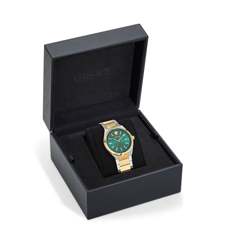 Versace V-Auria Green Asymmetrical Quartz Men Watch Watch Versace