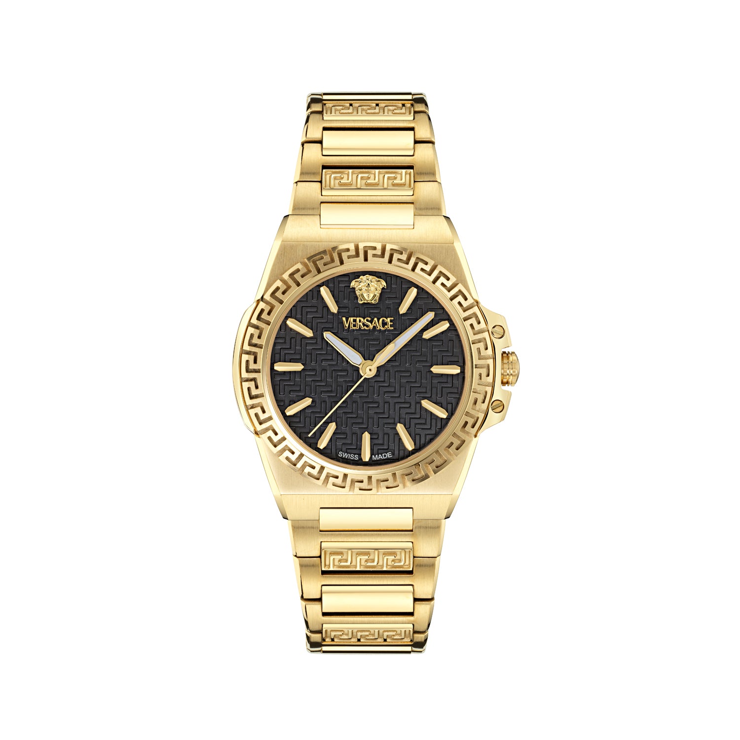 Versace Greca Reaction Lady Black Round Quartz Women Watch