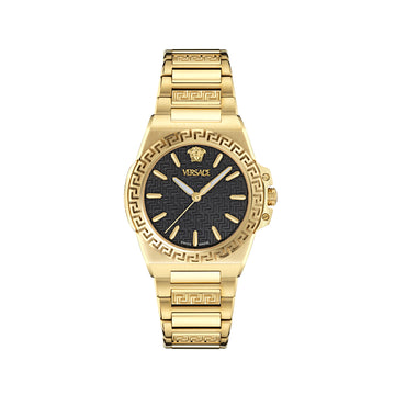 Versace Greca Reaction Lady Black Round Quartz Women Watch Watch Versace