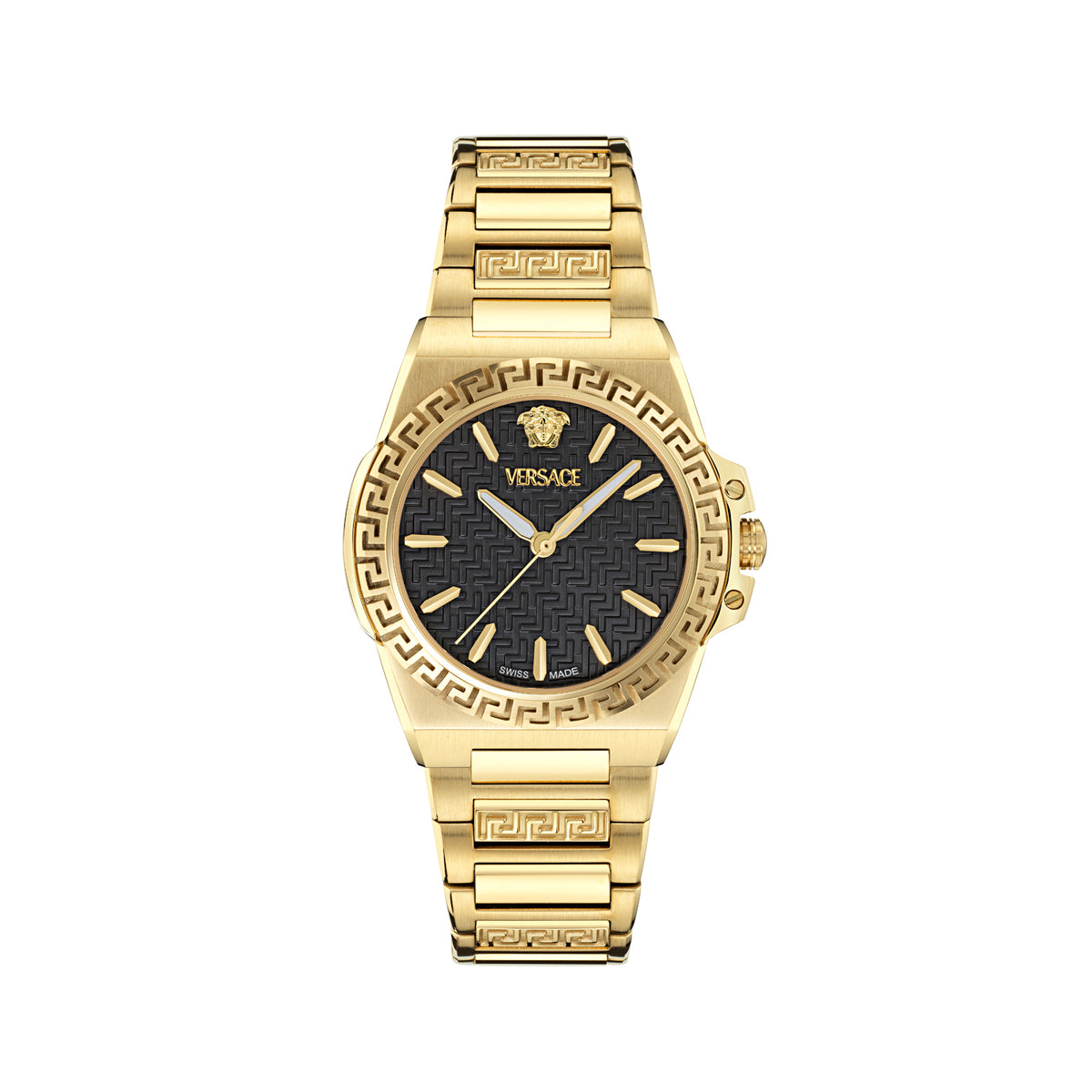 Versace Greca Reaction Lady Black Round Quartz Women Watch