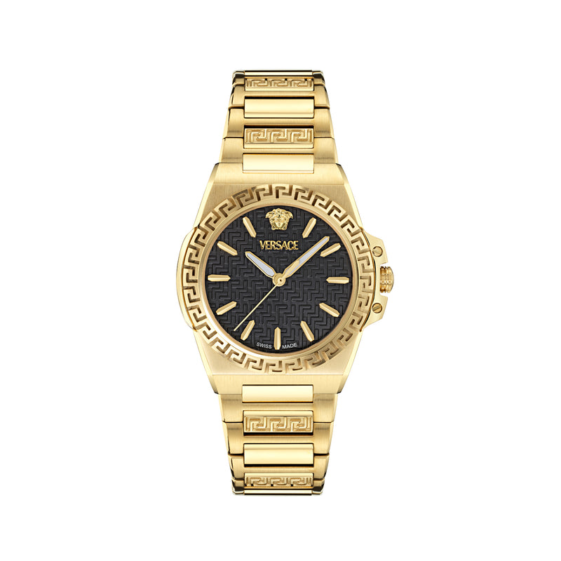Versace Greca Reaction Lady Black Round Quartz Women Watch Watch Versace