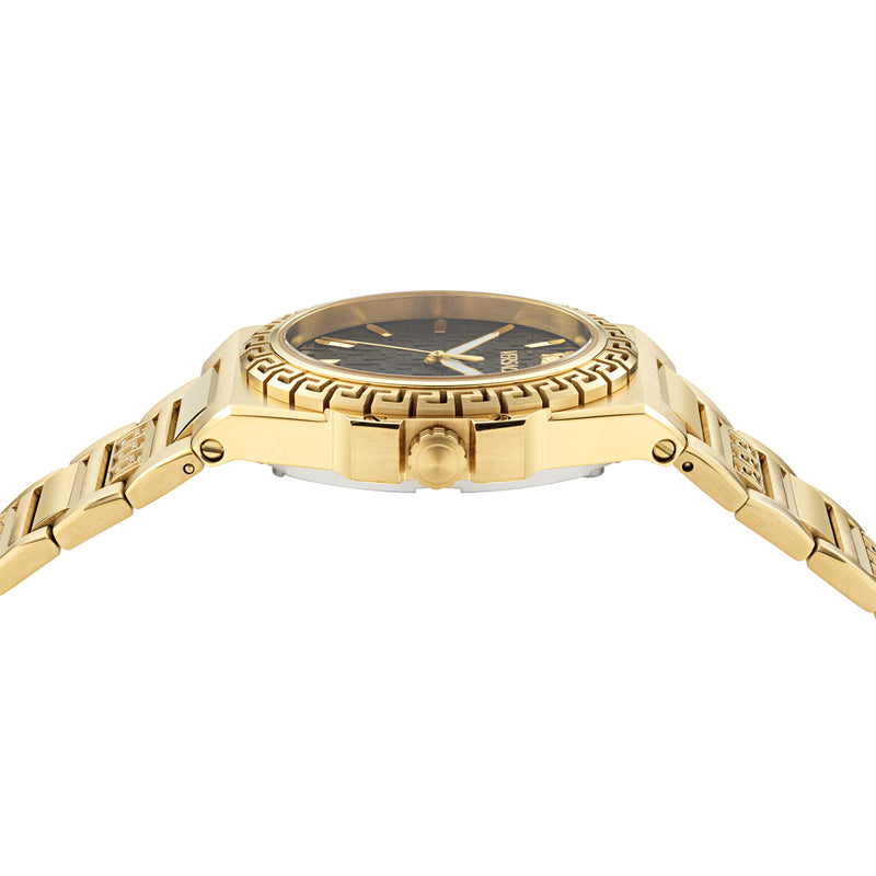 Versace Greca Reaction Lady Black Round Quartz Women Watch Watch Versace