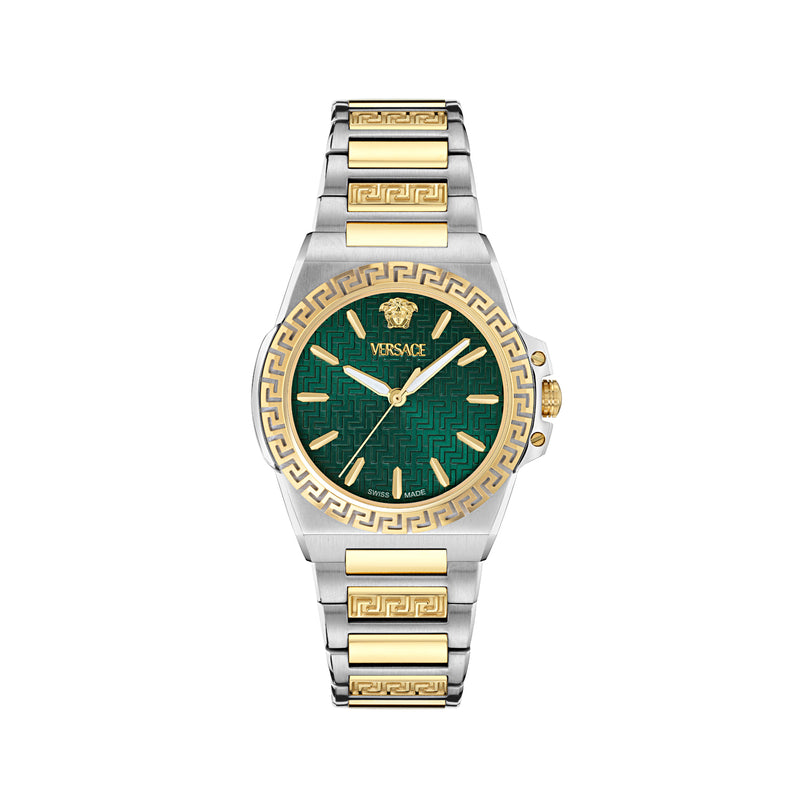Versace Greca Reaction Lady Green Round Quartz Women Watch Watch Versace