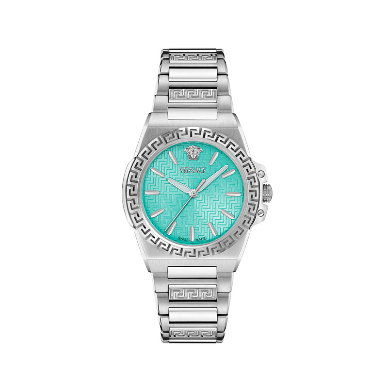 Versace Greca Reaction Lady Light Blue Round Quartz Women Watch Watch Versace