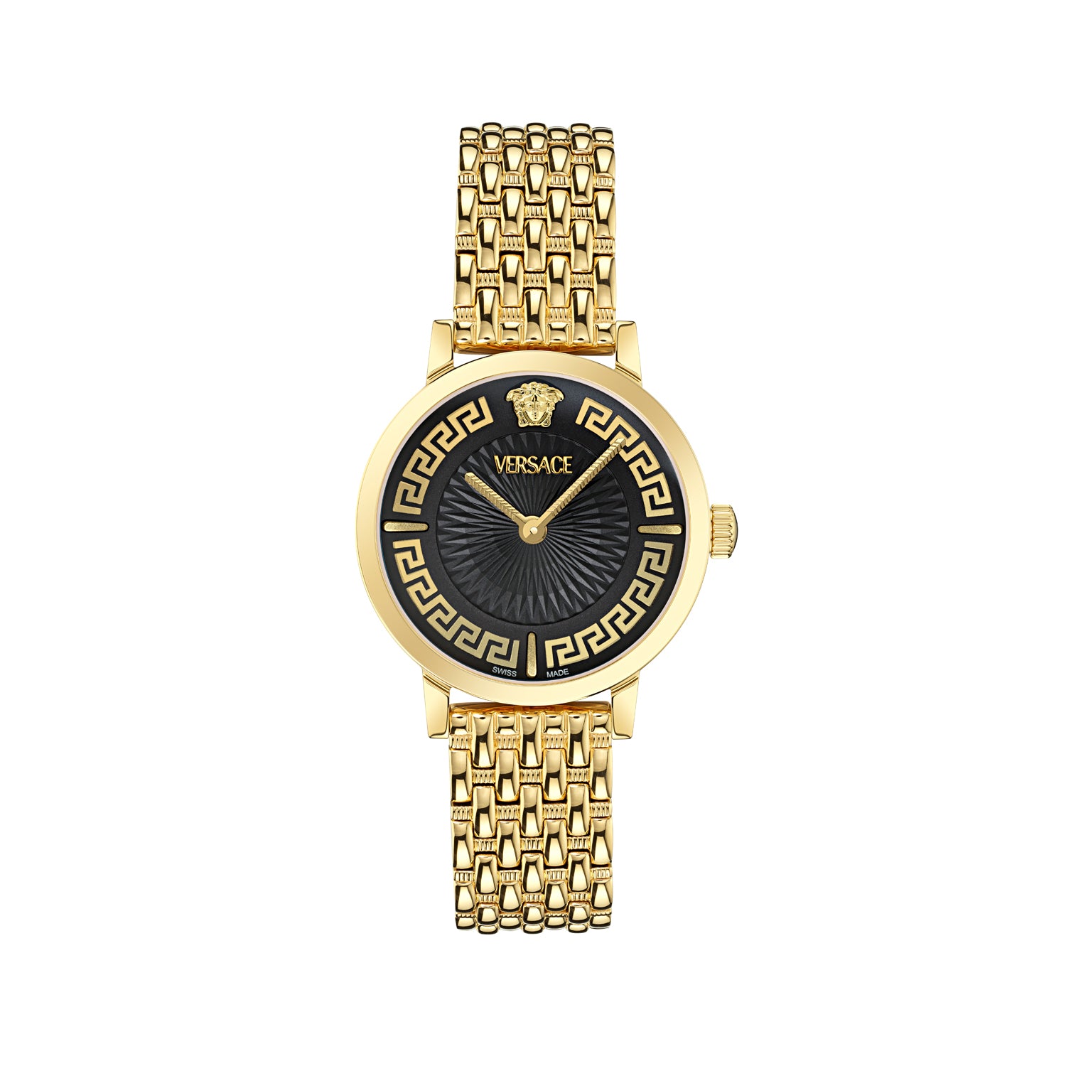 Versace Greca Fortuna Black Round Quartz Women Watch