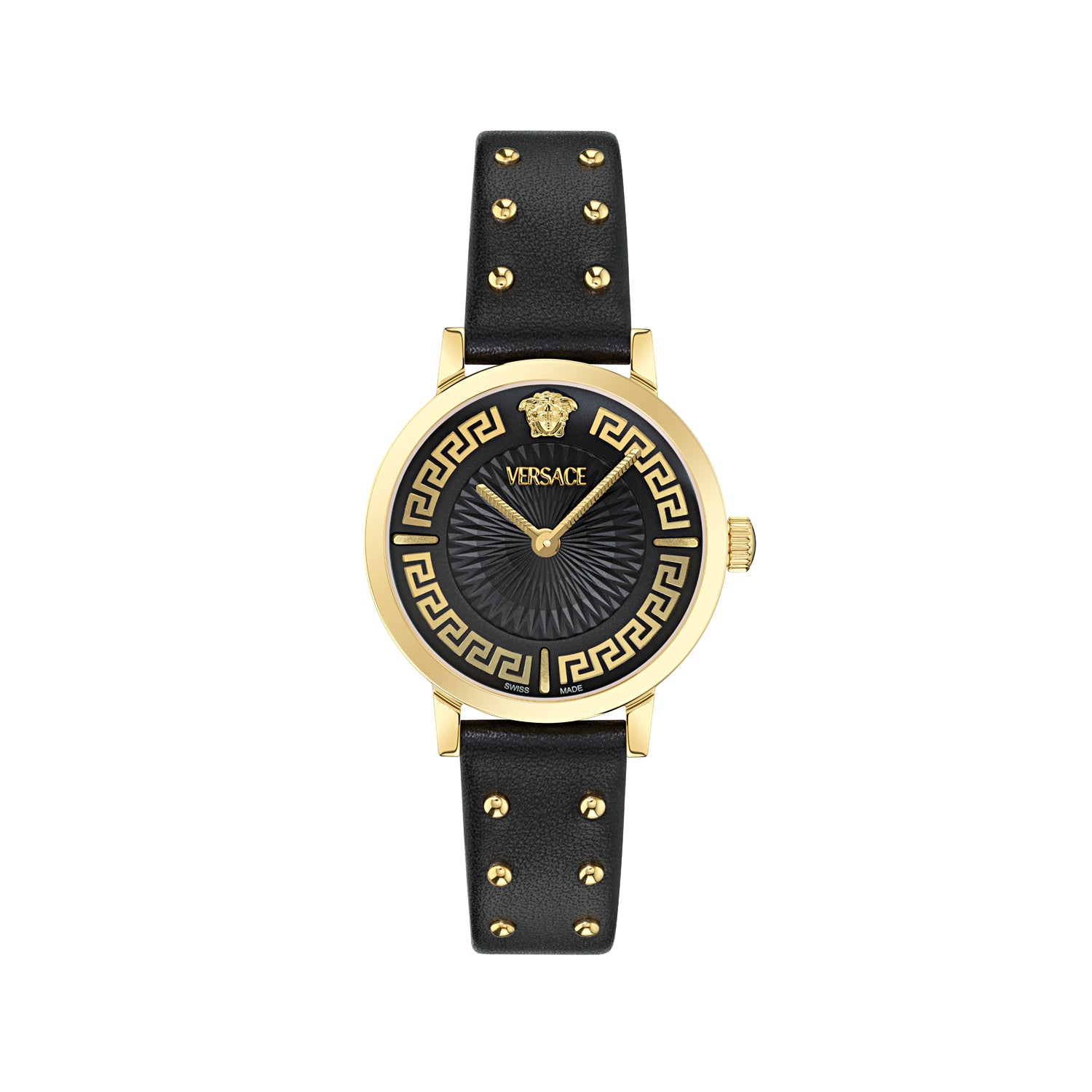 Versace Greca Fortuna Black Round Quartz Women Watch