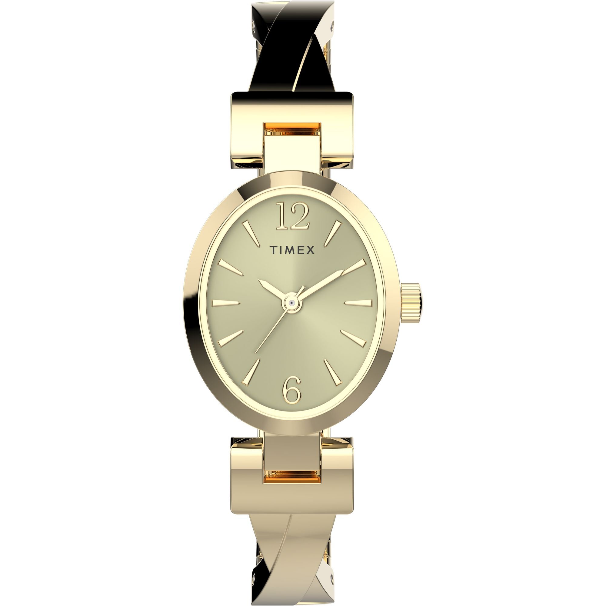 Timex Fashion Stretch Bangles Silver Oval Quartz Women Watch