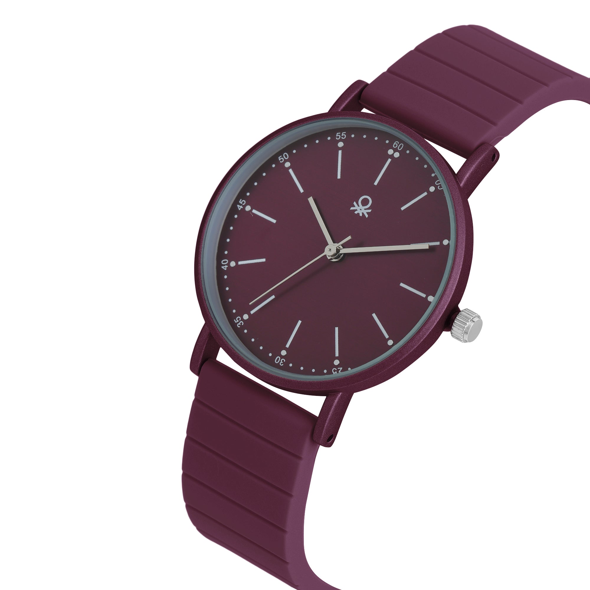 United Colors Of Benetton Iconic Burgundy Round Quartz Women Watch