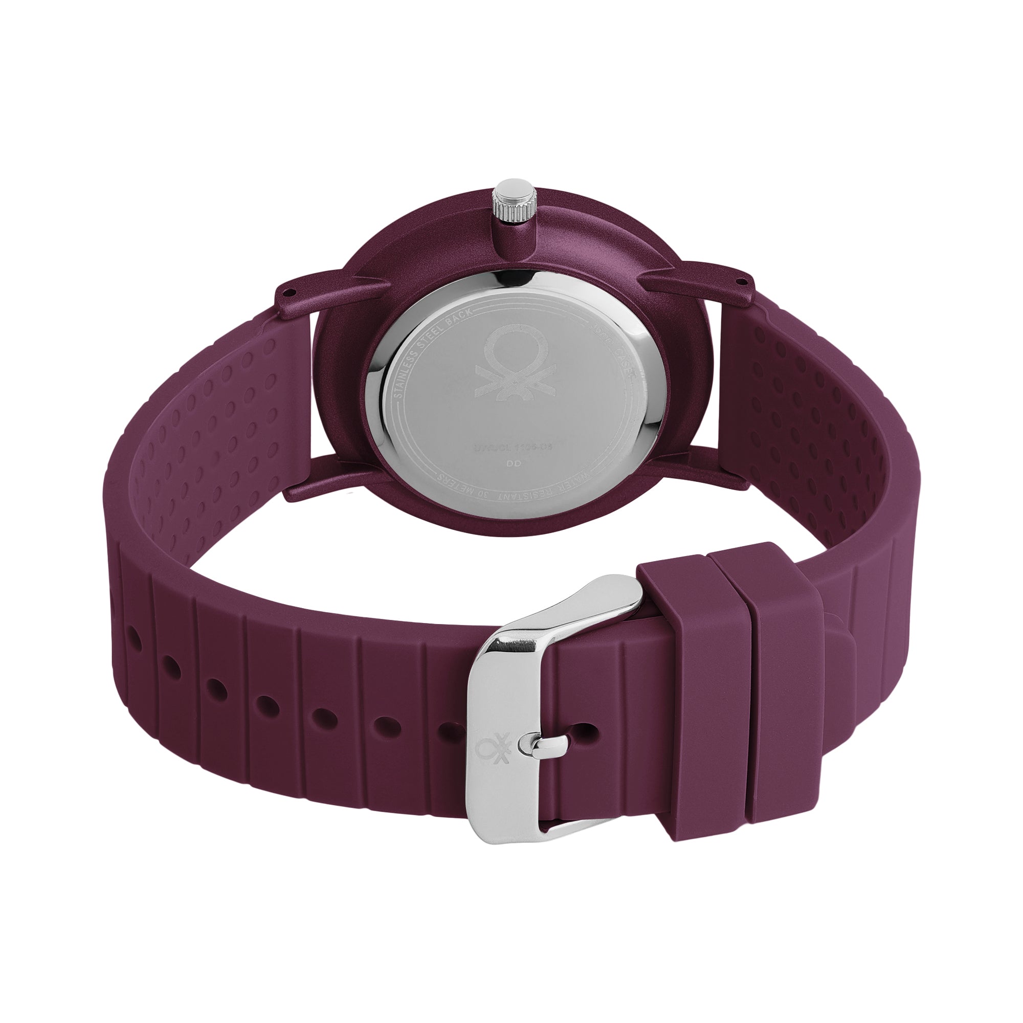 United Colors Of Benetton Iconic Burgundy Round Quartz Women Watch
