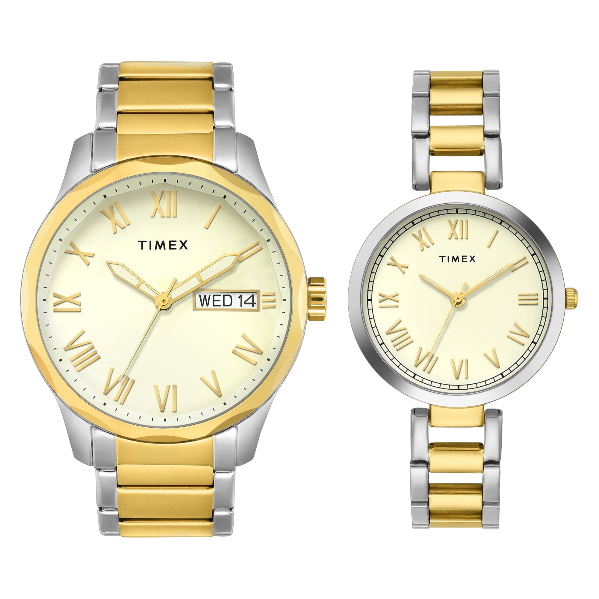 Timex Trendline Round 21mm Tan Dial Analog Pair Watch - TW00PR341 Watch Timex