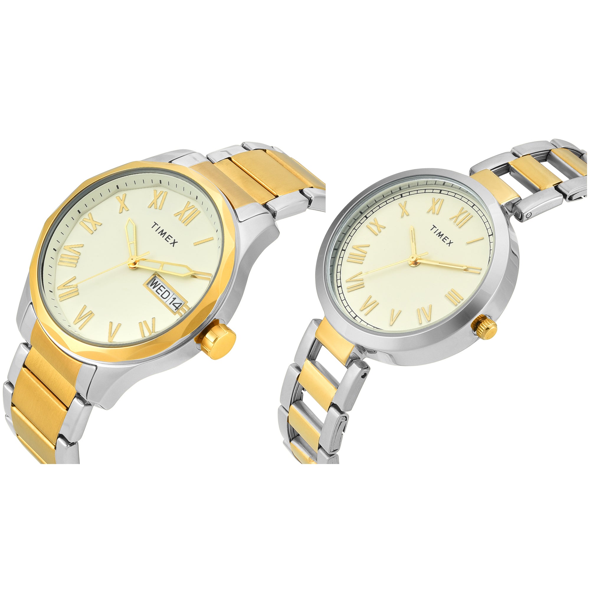 Timex Trendline Round 21mm Tan Dial Analog Pair Watch - TW00PR341