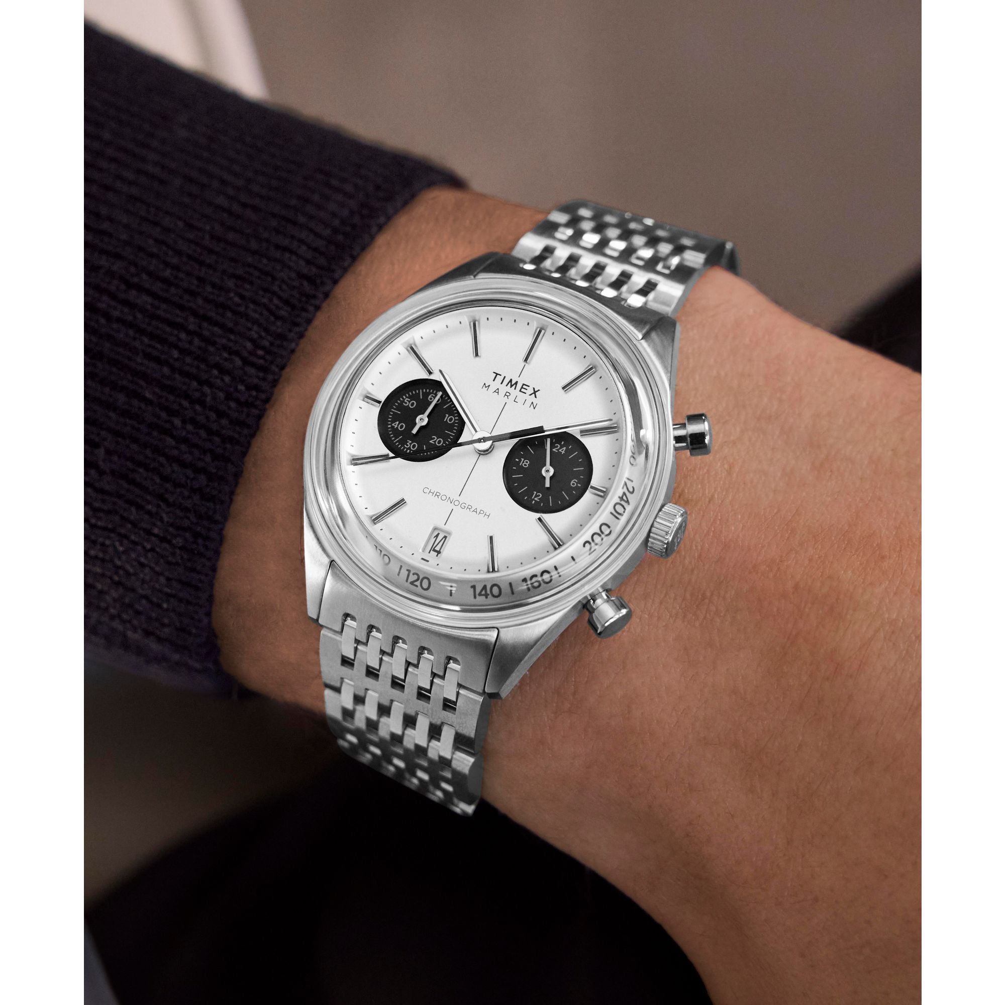 Timex Marlin Jet Silver Round Quartz Men Watch