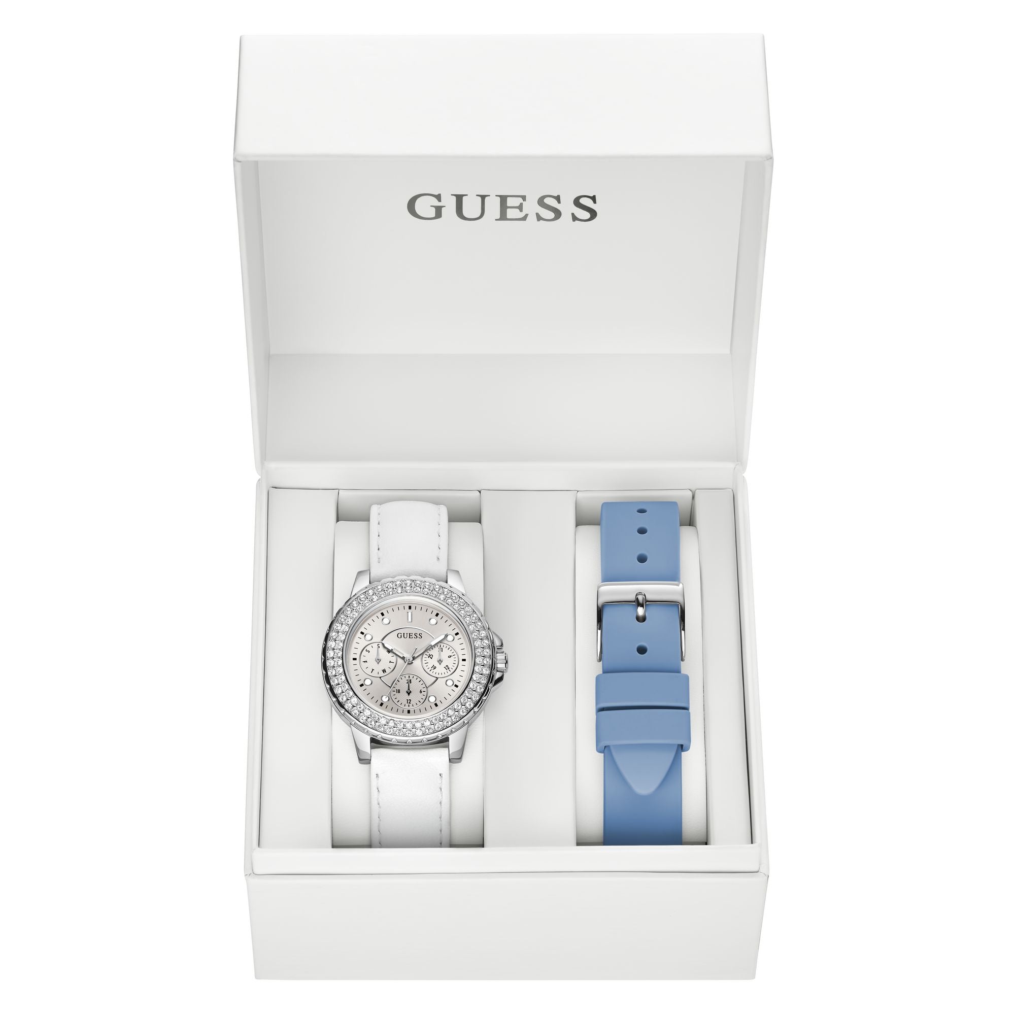 Guess Crown Jewel White Round Quartz Women Watch Watch Guess