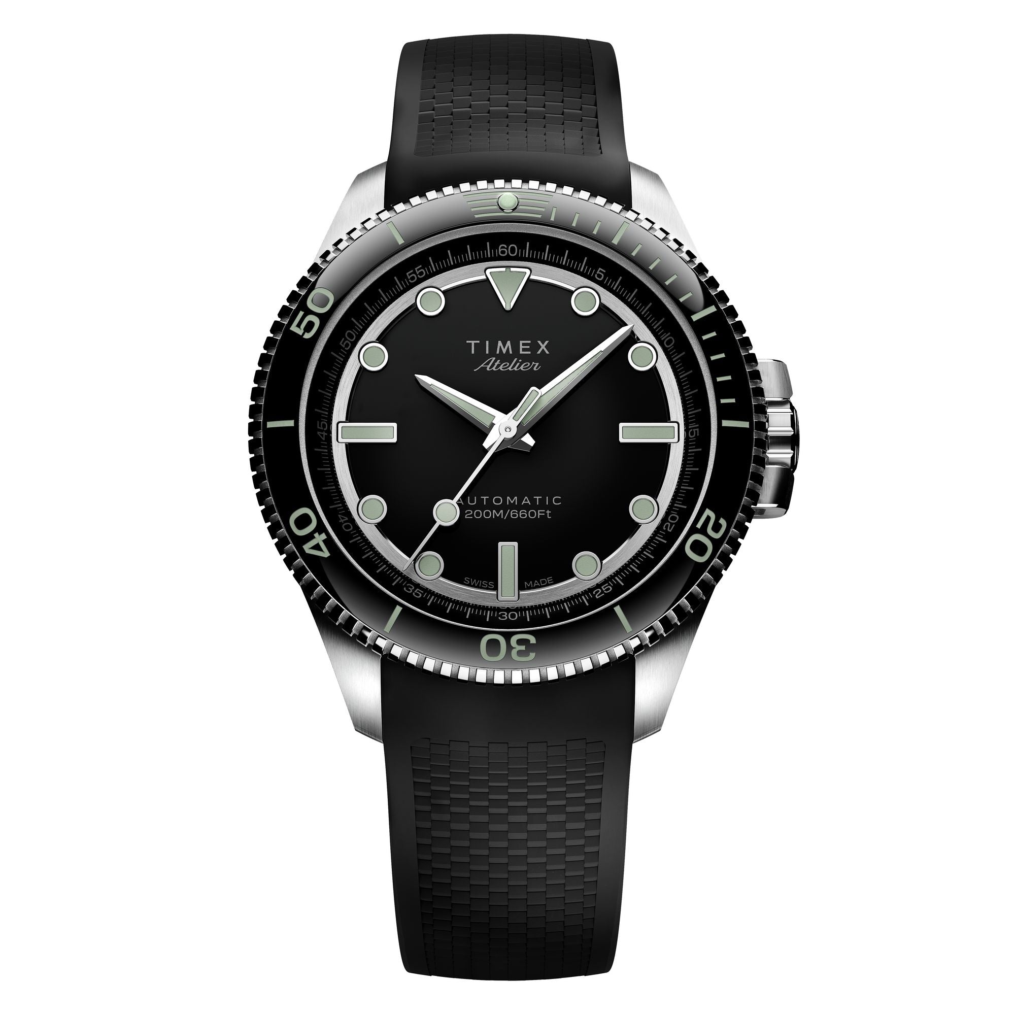 Timex Atelier Round 41mm Black Dial Mechanical Automatic Men Watch - TW2Y726004A Watch Timex