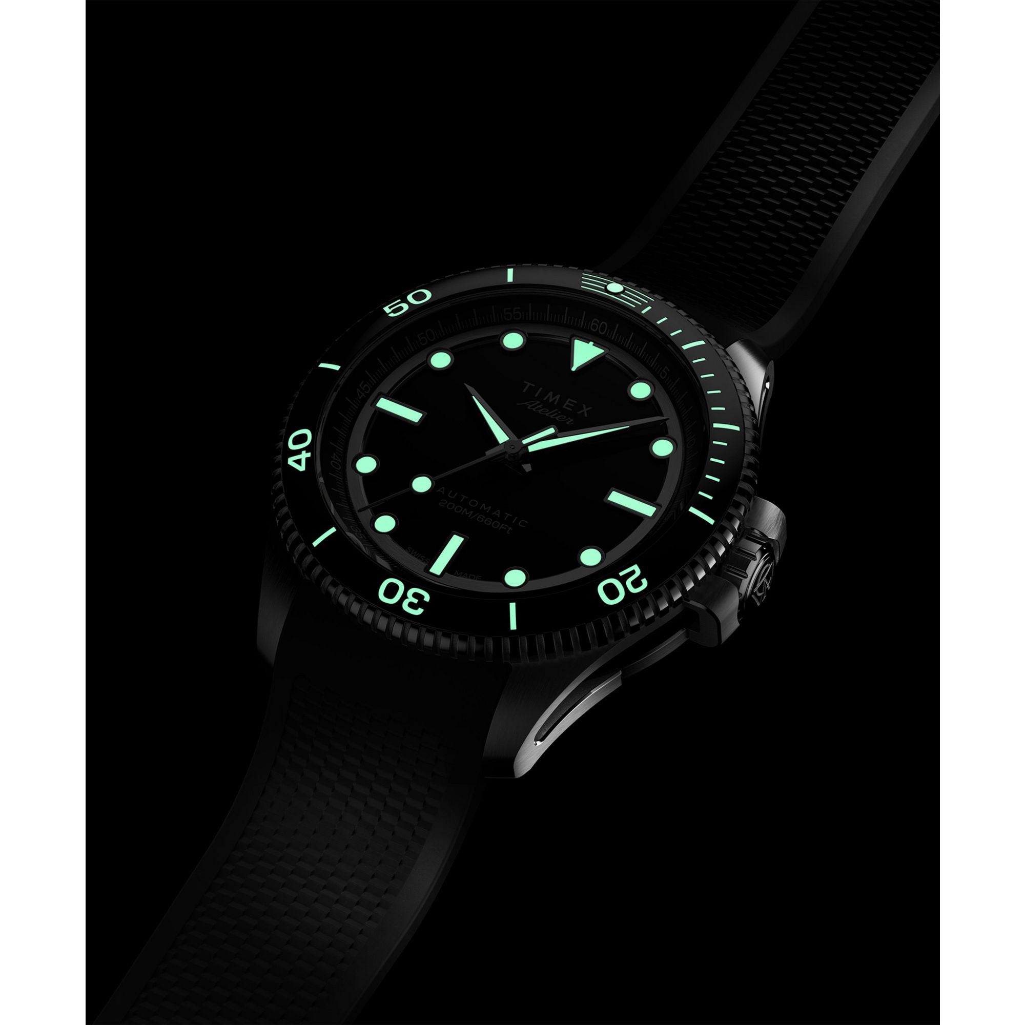 Timex Atelier Round 41mm Black Dial Mechanical Automatic Men Watch - TW2Y726004A
