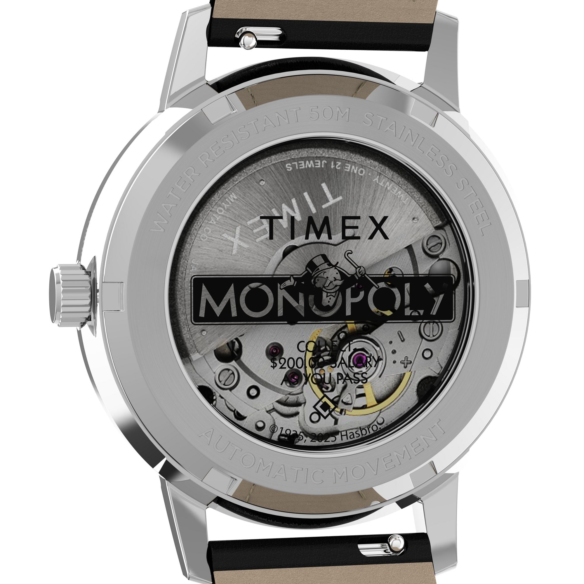 Timex Monopoly Marlin Silver Round Mechanical Automatic Men Watch